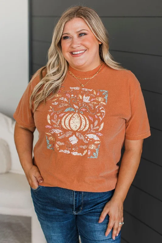 Abstract Pumpkins Graphic Tee- Pumpkin