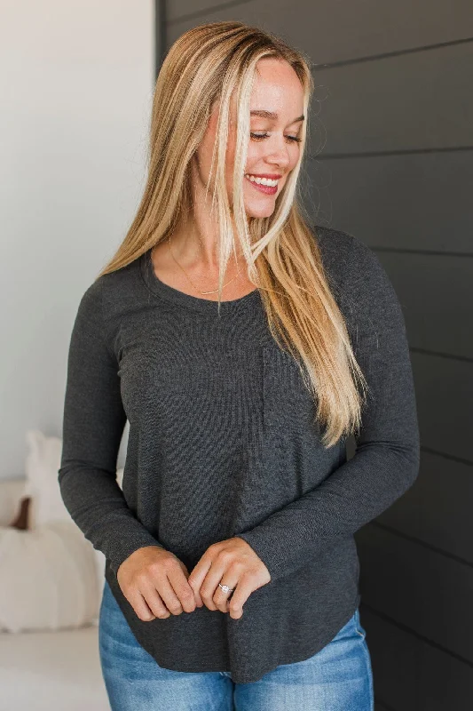 In The Clear Long Sleeve Top- Charcoal