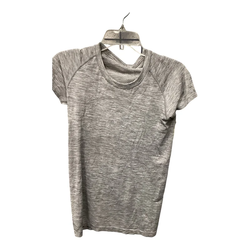 Athletic Top Short Sleeve By Lululemon In Grey, Size: 8