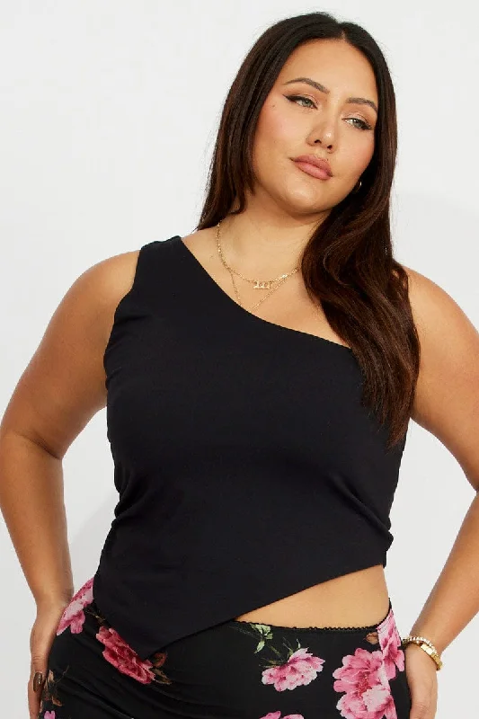 Black One Shoulder Top Supersoft