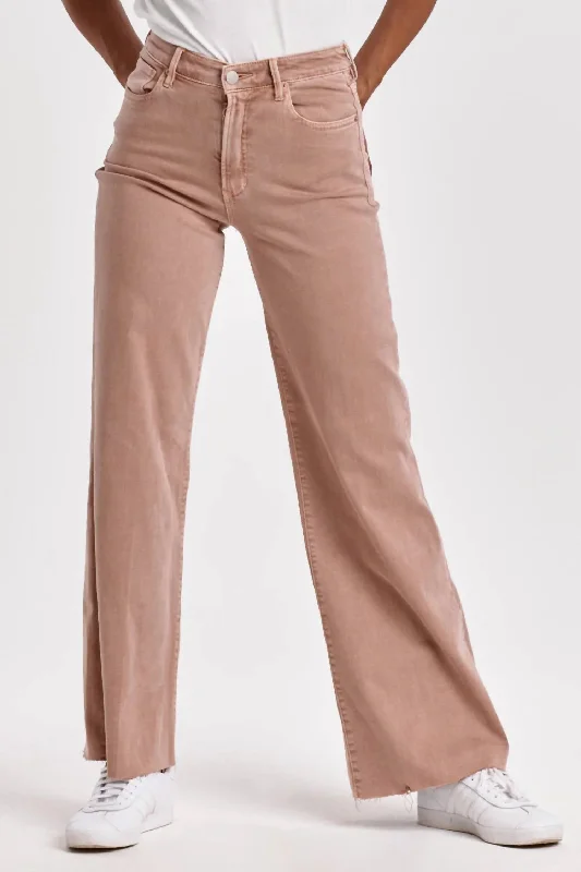 Fiona Mid Rise Wide Leg Jean In Italian Clay