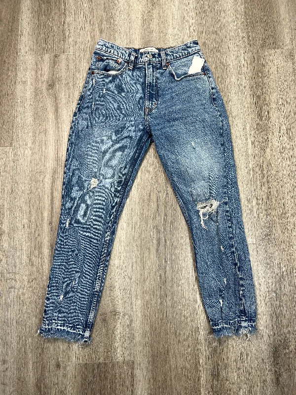 Jeans Cropped By Abercrombie And Fitch In Blue Denim, Size: 2