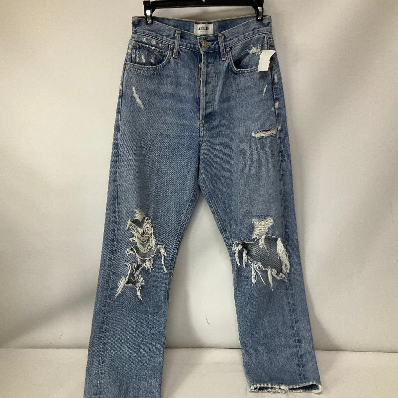 Jeans Straight By Agolde In Blue Denim, Size: 0