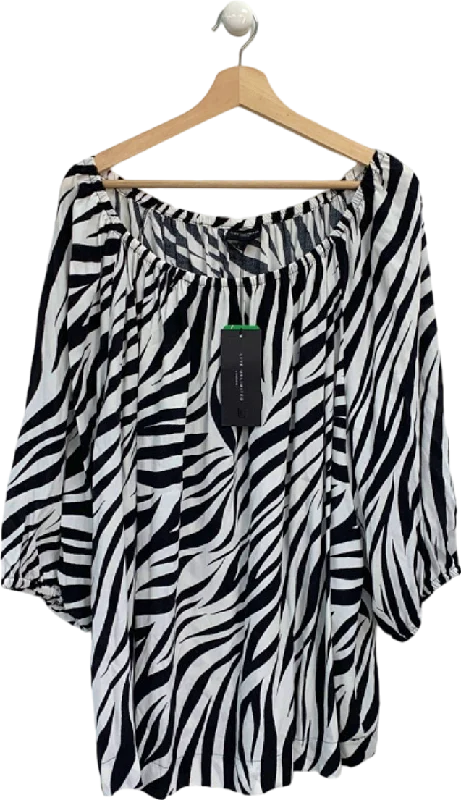 Live Unlimited Black and White Zebra Print Bardot Top UK 22