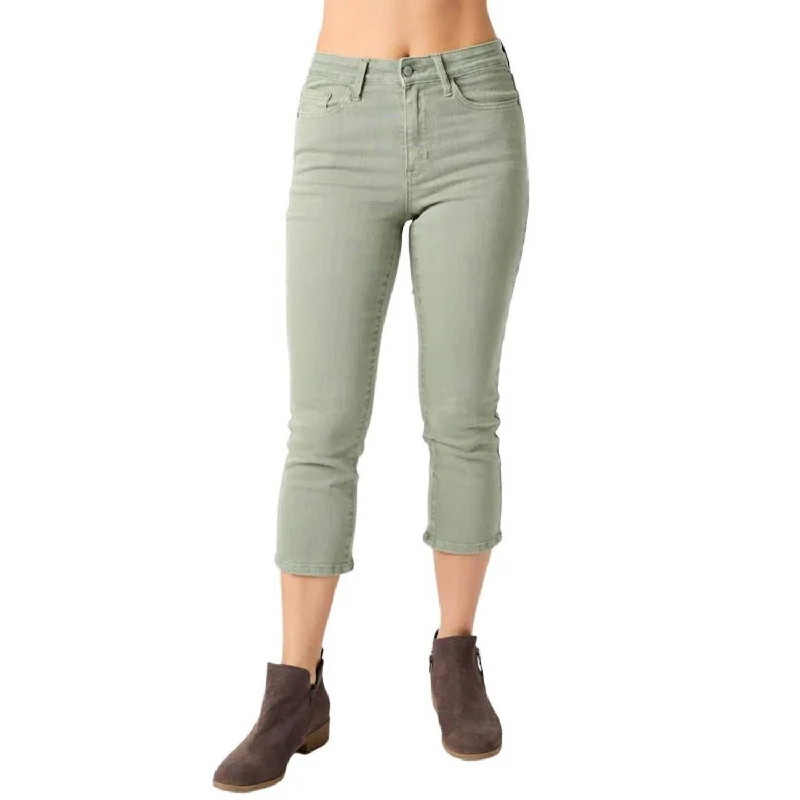 Mid-Rise Capri Jean In Sage