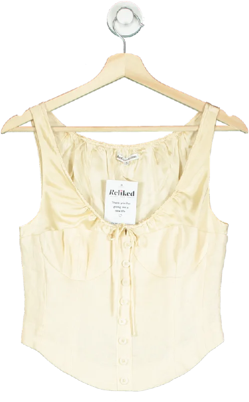 Reformation Yellow Buttermilk Len / Silk Corset Top UK S