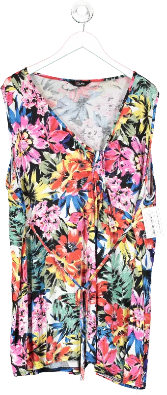 Yours Multicoloured Tropic Print Pleat Front Top  With Tie Waist UK 26-28