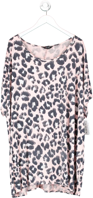 Yours Pink Curve Leopard Print Short Sleeve Top UK 30