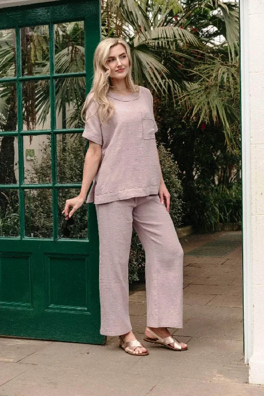 Saloos Crinkle Wide-Leg Trousers with Mockties