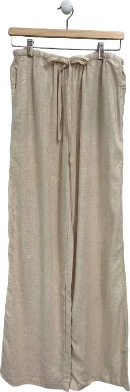 ASOS Beige Wide Leg Linen Blend Trousers UK 8 Tall