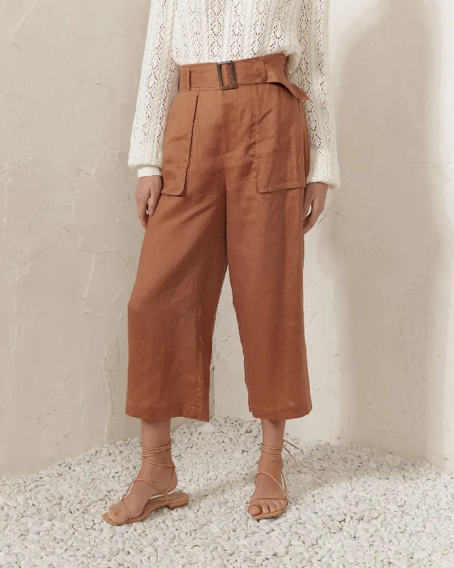 Gaia Brown Linen Culottes