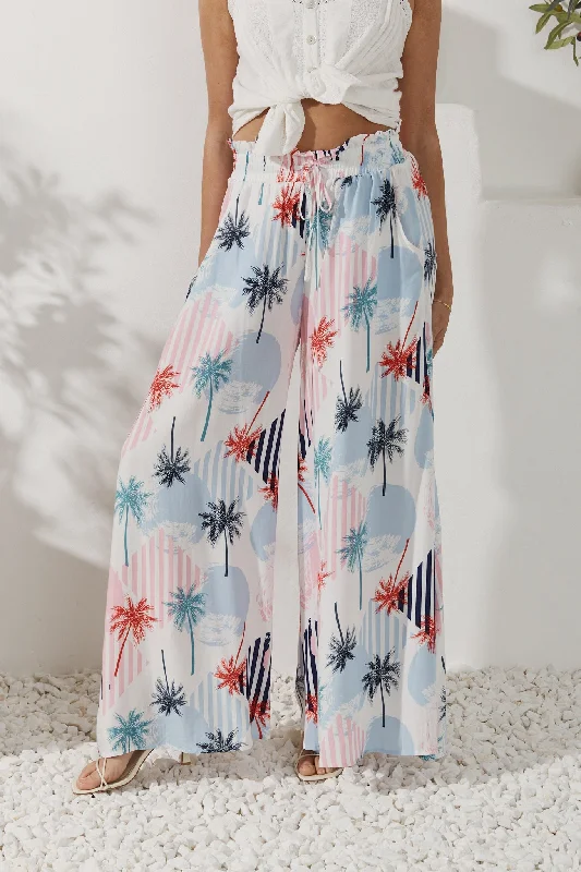 Maluhia Blue Tropical Wide Leg Pants