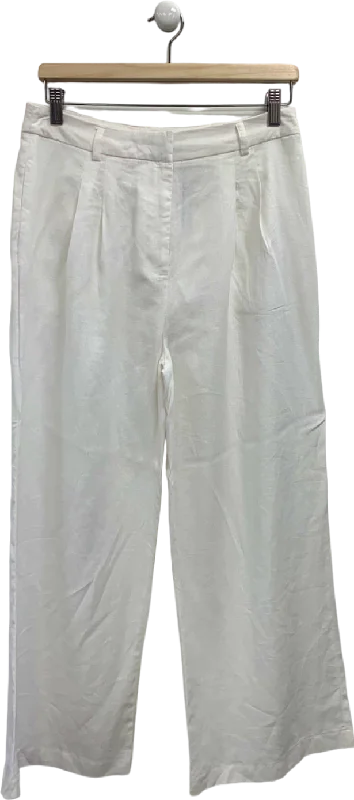 New Look White Petite Wide Leg Trousers UK 10