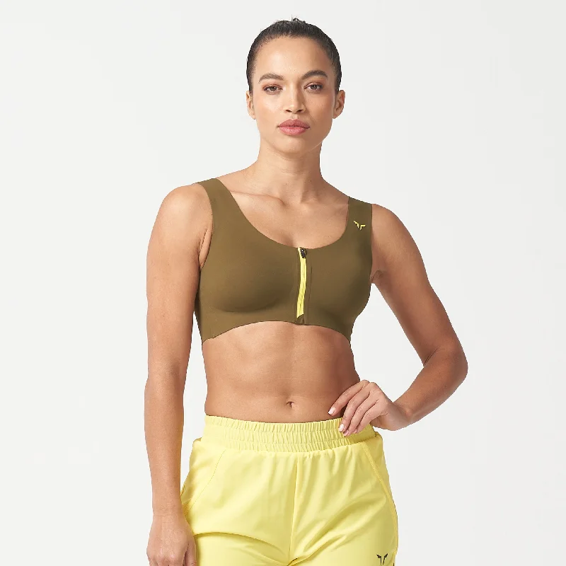 LAB360° Every Day Zip Up Bra - Dark Olive