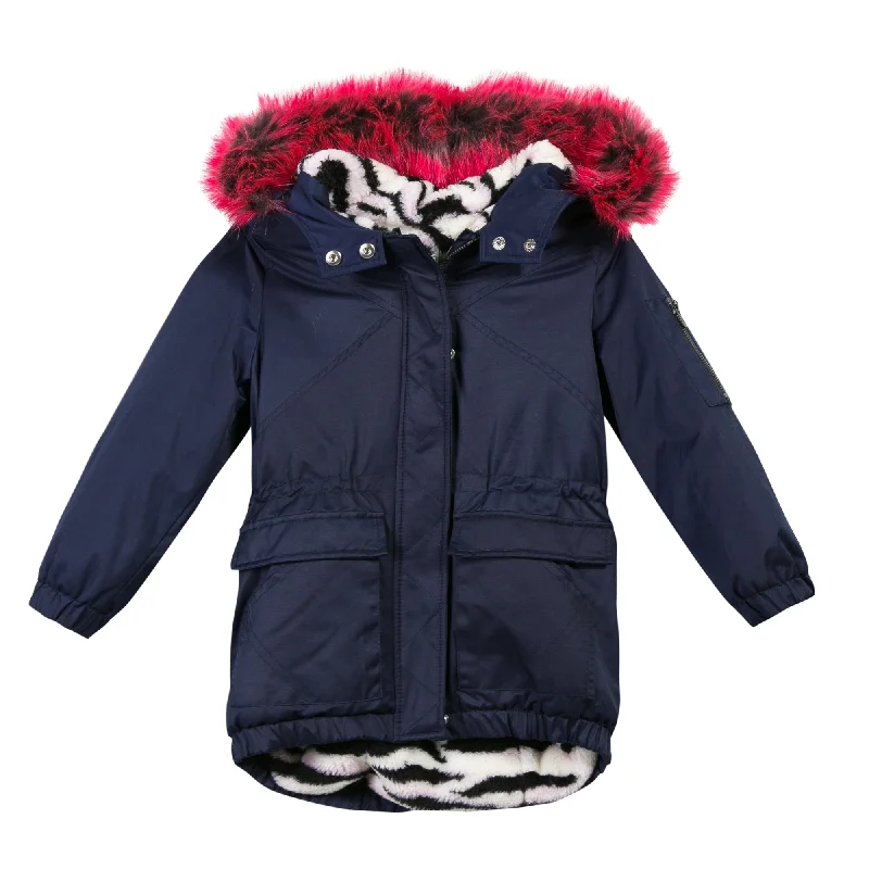 Kenzo Kids FUR-TRIMMED JACKET in Navy Blue