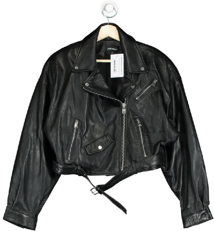 LAMARQUE Black Dylan Leather Biker Jacket UK M