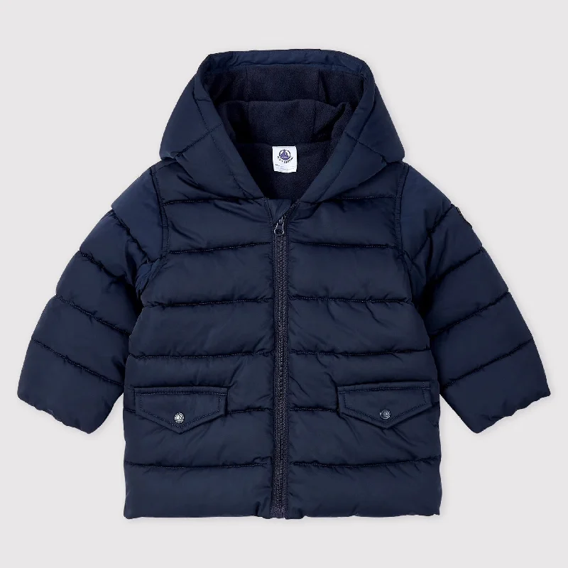 Petit Bateau Baby Boy Quilted Puffer Jacket - Smoking Blue