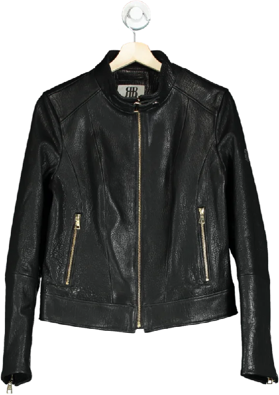 Roccoban Black Napa Leather Jacket UK M