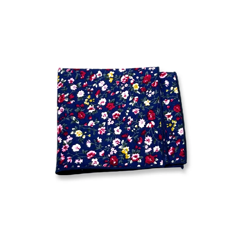 Royal Navy Blue Floral Pocket Square