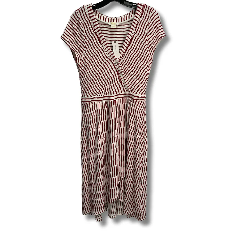 Dress Casual Midi By Anthropologie In Red & White, Size: M