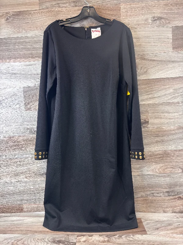 Dress Casual Midi By Carmen By Carmen Marc Valvo In Black & Gold, Size: L