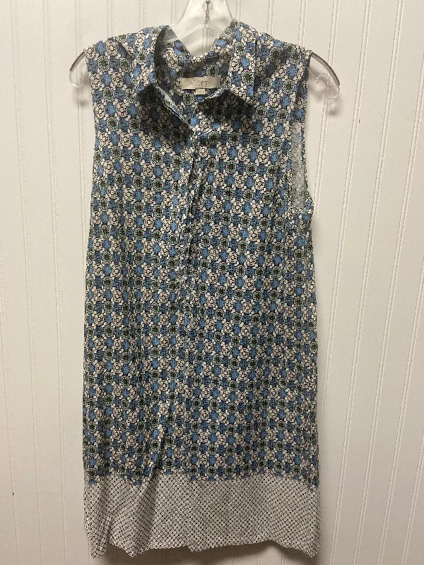 Dress Casual Midi By Loft In Blue & Green, Size: L