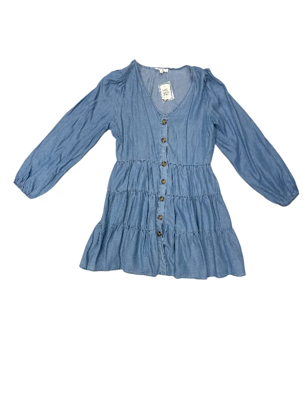 Dress Casual Midi By Mine In Blue Denim, Size: L