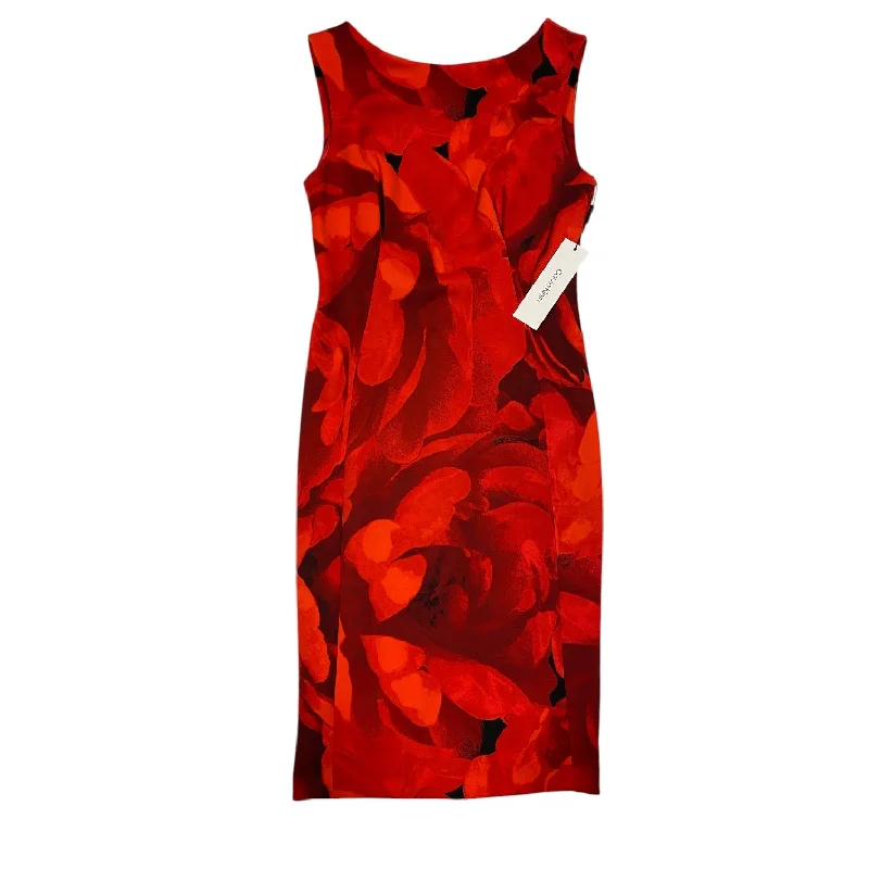 Dress Party Midi By Calvin Klein In Red, Size: 6