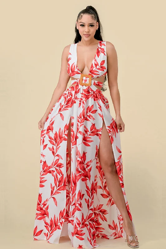 Long Sleeveless Printed Maxi Dress