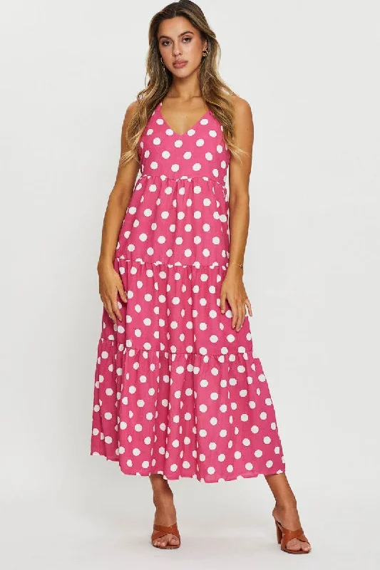 Polka Dot Maxi Dress Sleeveless