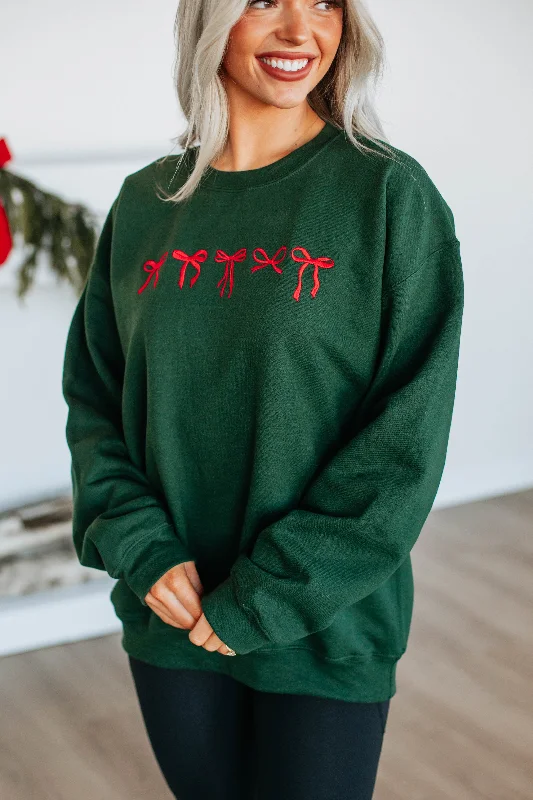 Holiday Vibes Oversized Crewneck - Hunter Green