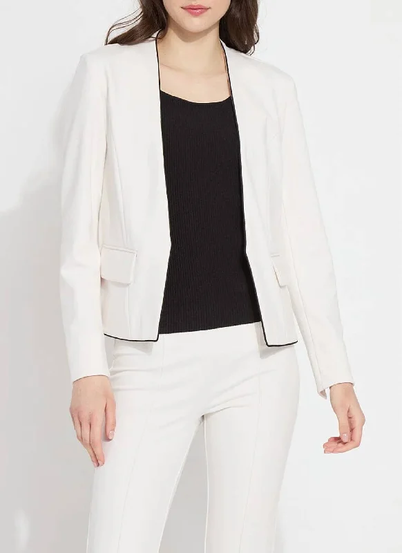 Lucia Collarless Ponte Blazer In Chalk