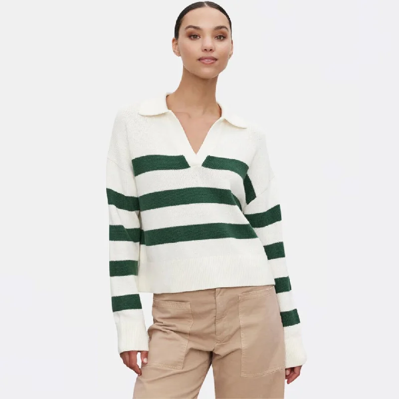 Lucie Cotton Cashmere Pullover (Milk + Forest)