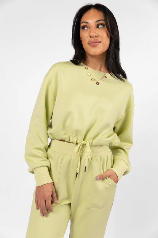 Only One Lime Drawstring Hem Pullover