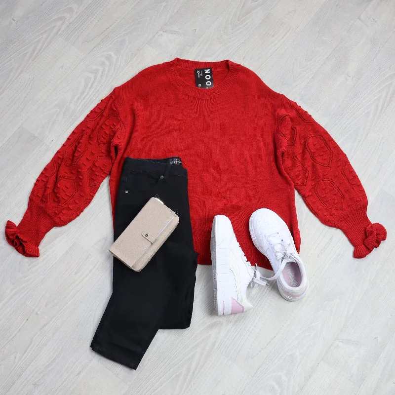 Puff Sleeve Stevie Knit - Chili