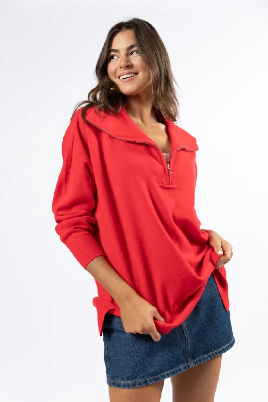 Pulling Heartstrings Red Quarter Zip Pullover