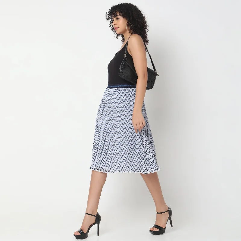 Regular Fit Printed Mid Rise Skirt