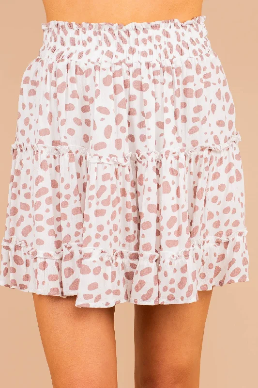 Show Me Devotion Off White Spotted Leopard Print Skirt