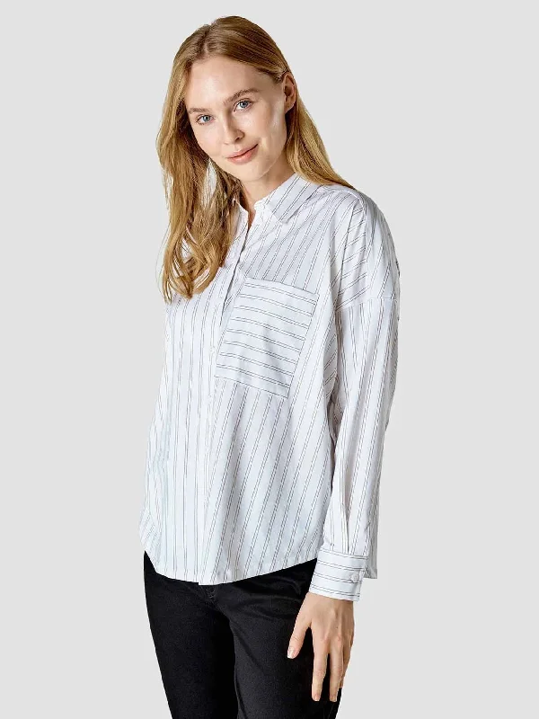 Oversized Long Sleeve Shirt Halo Stripes Latte