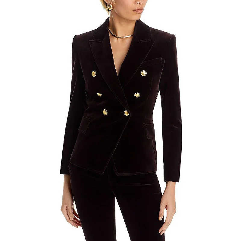 Womens Velvet Work One-Button Blazer